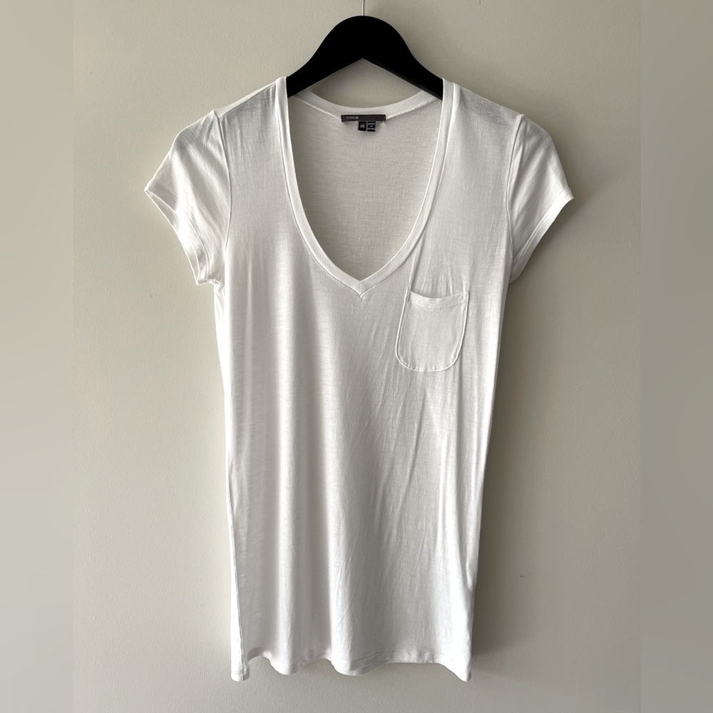 Vince White Fitted Short Sleeve Tee
